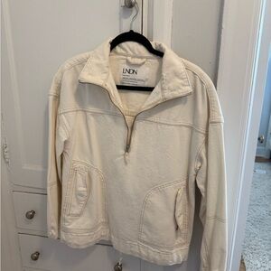 LNDN Cream Quarter-Zip Pullover